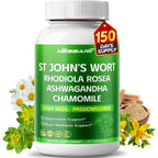 NESSARIT St. John's Wort 14-in-1 Natural Blend 150 vegetarian capsules front bottle view for stress relief