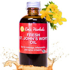 Em's Herbals Fresh St. Johns Wort Massage Oil front view bottle on a white backdrop