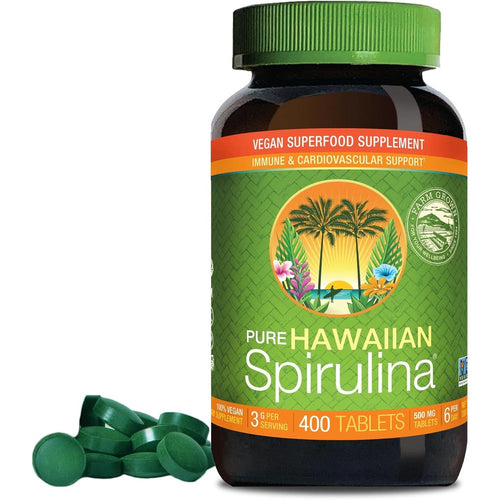 Nutrex Hawaii Pure Hawaiian Spirulina 400 tablets front view for immune support