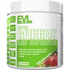 Evlution Nutrition Stacked Greens Raw Superfood Orchard Apple front view container.