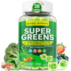 Neviss Organic Super Greens Daily Superfood Gummies front bottle view for daily green nutrition