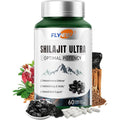 Flynew Shilajit Ultra 1300mg vegan capsules front view bottle for natural energy booster