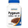 Nutricost Pygeum 5000mg 120 vegetarian capsules front bottle view for prostate health supplement