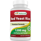 Best Naturals Red Yeast Rice 1200 mg 60 tablets front bottle view for cholesterol support