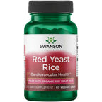Swanson Organic Traditional Red Yeast Rice 600 Milligrams bottle front view for heart health support