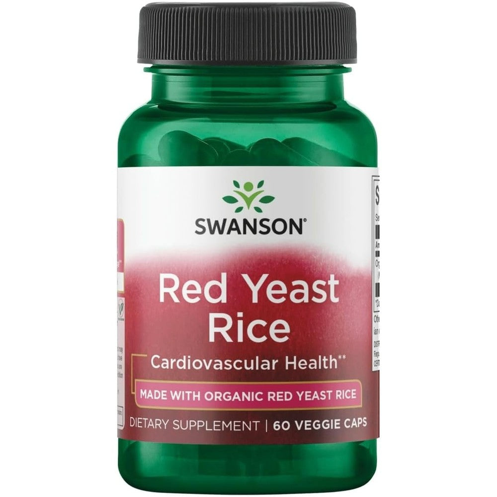 Swanson Organic Traditional Red Yeast Rice 600 Milligrams bottle front view for heart health support