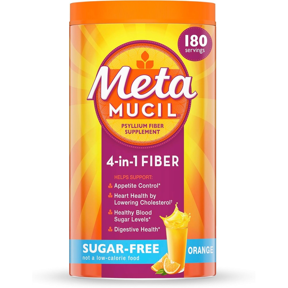Metamucil 4-in-1 Psyllium Husk Powder front view orange flavor