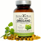 Herbal Roots Oil of Oregano 90 softgels front bottle view for immune defense