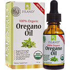 Island Nutrition Oregano Oil Drops front view bottle with dropper for immune support