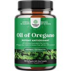 Natures Craft Wild Oregano Oil Softgels front view bottle showcasing one hundred twenty capsules for gut health