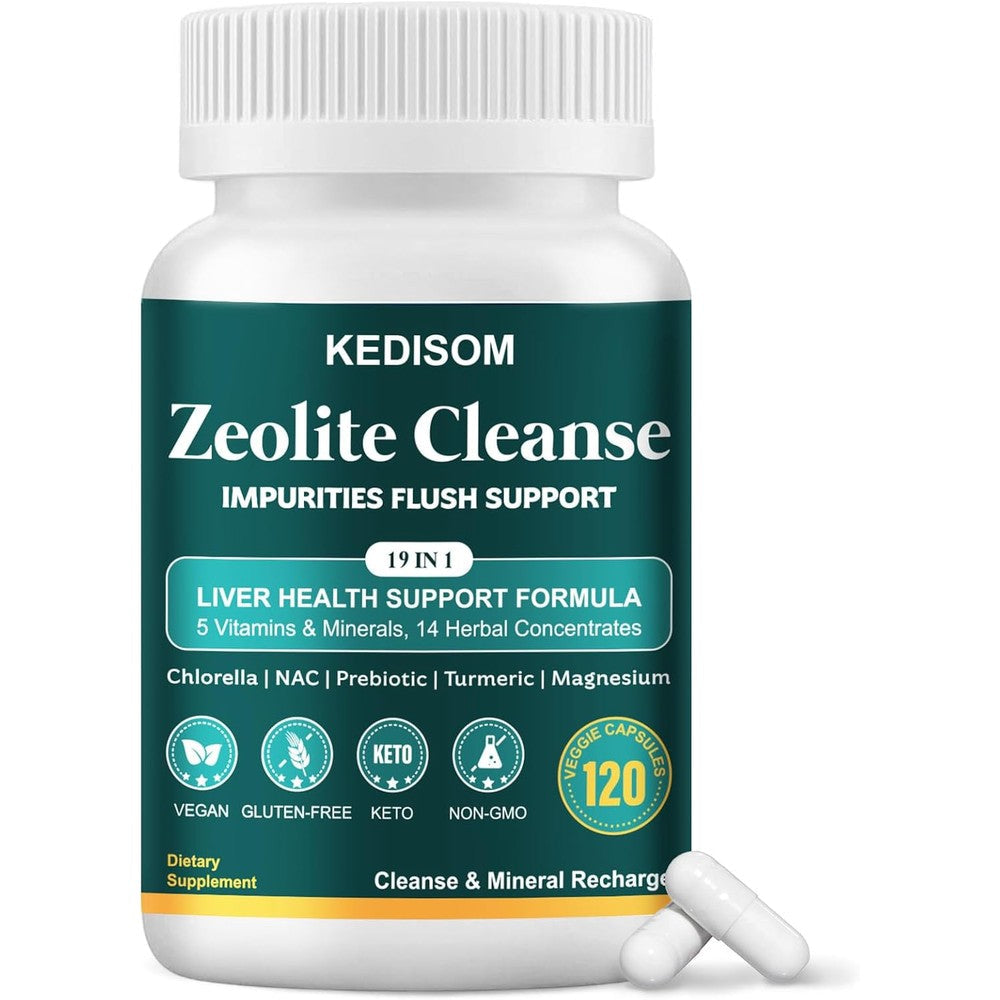 KEDISOM 19 in 1 liver cleanse detox front view showing premium dietary supplement bottle
