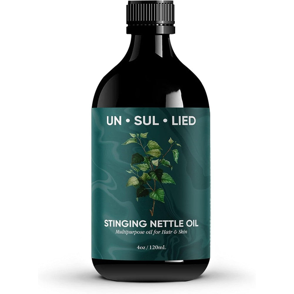 UN·SUL·LIED Stinging Nettle Multipurpose Oil 4oz bottle front view for hair growth