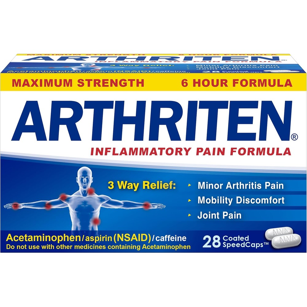 Arthriten Inflammatory Pain Formula 28 count box front view for arthritis relief.