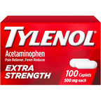 Tylenol Extra Strength 500mg bottle front view for pain relief
