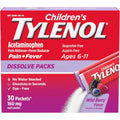 Tylenol Children's Dissolve Packs front packaging showing 30 count box.