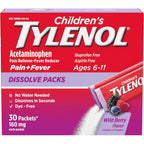 Tylenol Children's Dissolve Packs front packaging showing 30 count box.