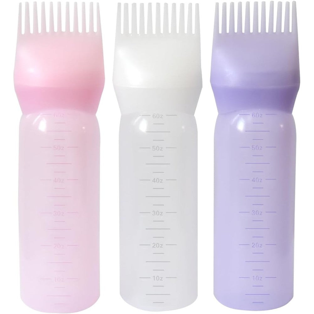 YANTAISIYU root comb applicator bottle set front view featuring three colorful hair oiling bottles