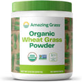 Amazing Grass Organic Wheat Grass Powder front view of container on a clean surface for daily green superfood nutrition.