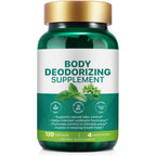 QAJCCXM Aebefbaw Internal Body Deodorizing Chlorophyll Supplement front view bottle of one hundred twenty capsules