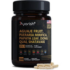 Ayorish Aguaje Fruit 1000mg bottle front view showing 120 veggie capsules for women's health.