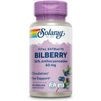 Solaray Bilberry Berry Extract 60 mg front view bottle for eye health support
