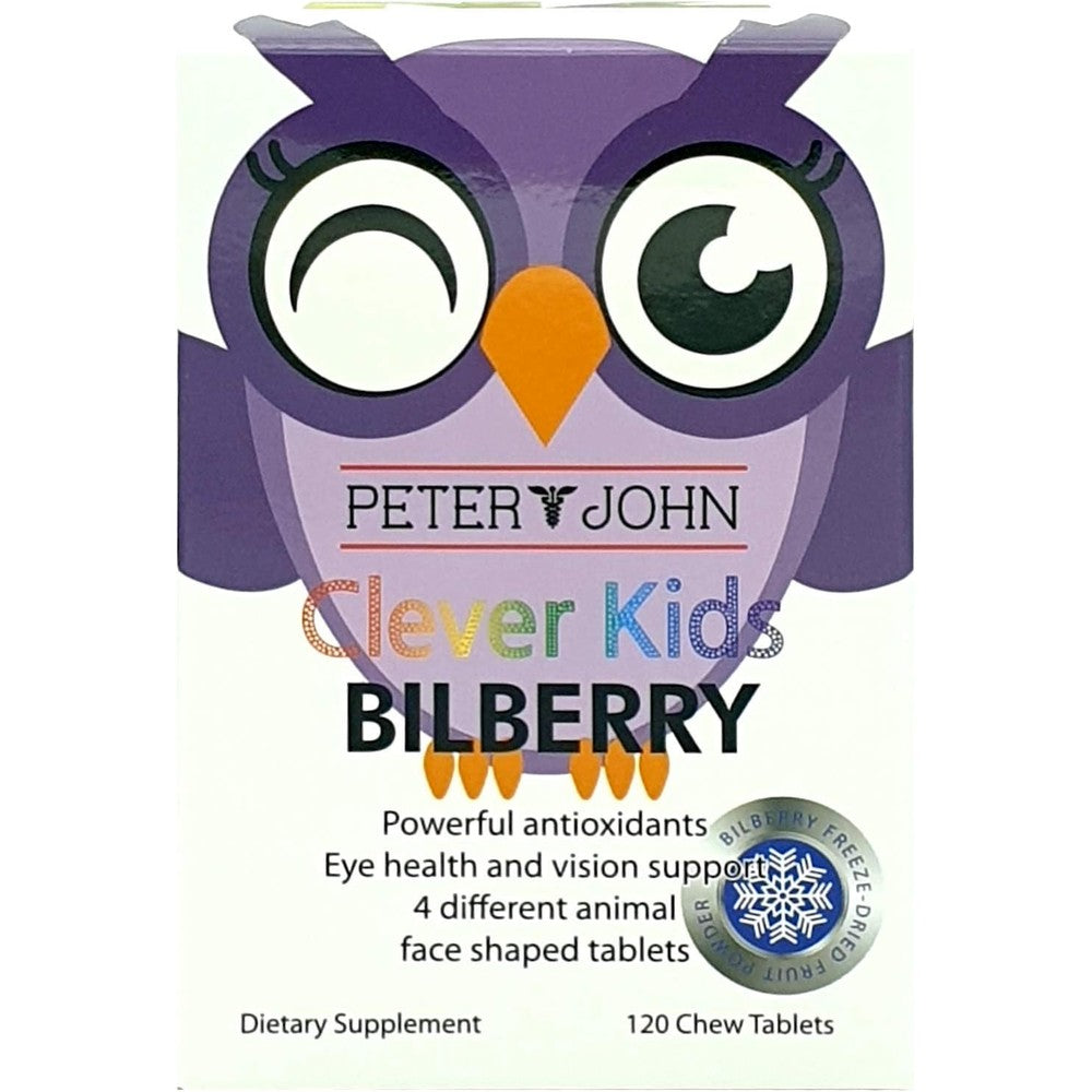 Healthfarm Kids Bilberry Chewable Tablets front packaging view for children eye health support.