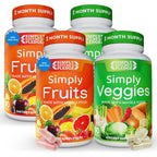 Simply Nature's Pledge fruits and vegetables 360 capsules front view showcasing whole food supplement label
