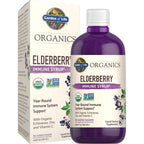 Garden of Life Organics Elderberry Immune Syrup front bottle view showing USDA Organic certification.