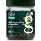 Gaia Herbs Organic Ashwagandha Gummies 45 Count front bottle view for natural stress relief.