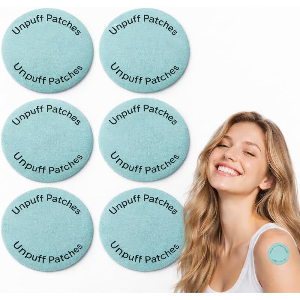 AEYURBS AHHUE Unpuff Patches front view showing the 30 daily care patches packaging for bloating relief.