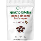 Micro Ingredients Ginkgo Biloba Ginseng Lions Mane front view cognitive supplement India