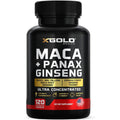 X Gold Health Maca Root and Korean Panax Ginseng supplement bottle front view