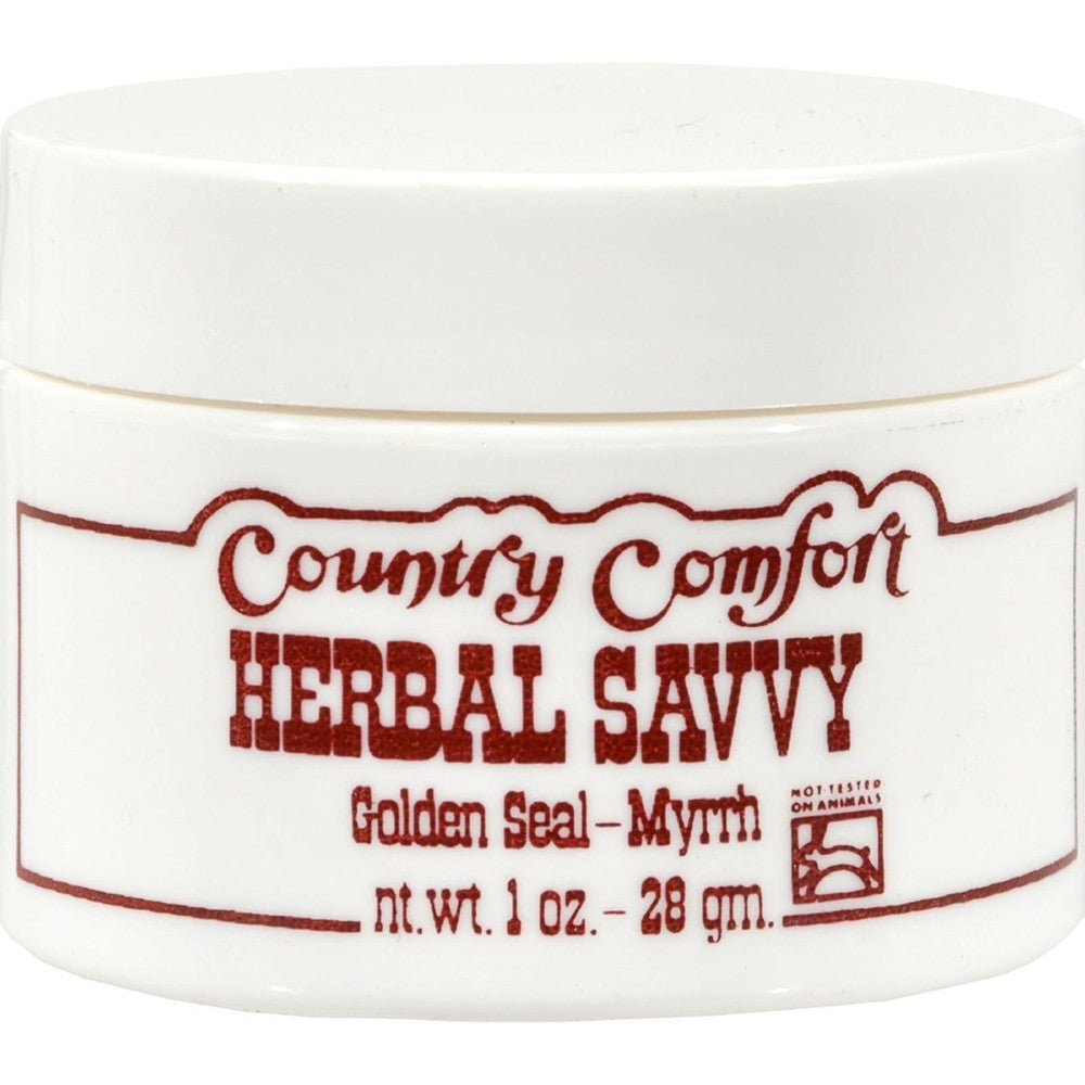 Country Comfort Herbal Savvy Goldenseal and Myrrh Skin Salve front view authentic USA imported ointment