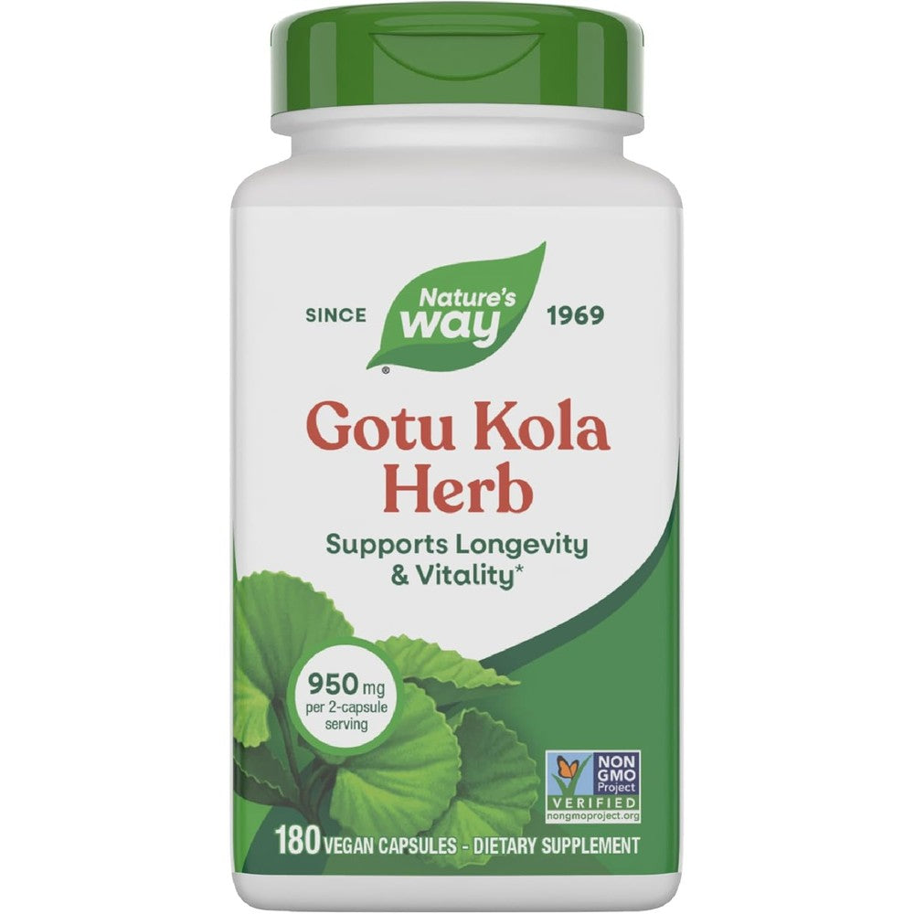 Nature's Way Gotu Kola Herb 950mg front view bottle for cognitive wellness