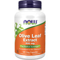 NOW Foods Olive Leaf Extract 500 mg 120 vegetarian capsules front bottle view for immune support.