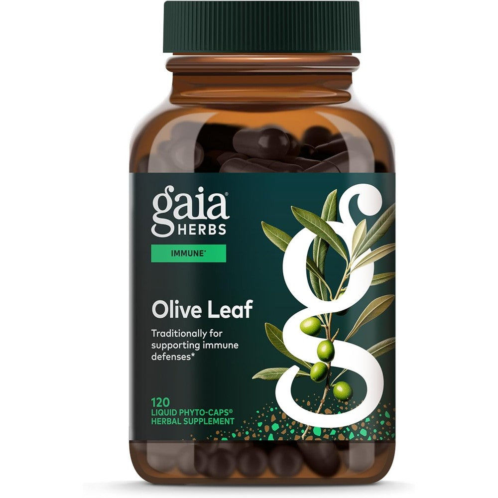 Gaia Herbs Olive Leaf Traditional Immune Health Support 120 Capsules front view