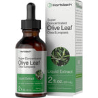 Horbäach Olive Leaf Extract Liquid 2 Fluid Ounce bottle front view showing clean vegetarian formula label.