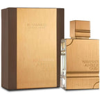 Al Haramain Amber Oud Gold Edition Eau de Parfum 60ml bottle front view featuring premium brushed gold finish