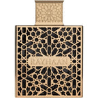 Rayhaan Elixir Eau de Parfum 100ml bottle front view showcasing the striking geometric gold lattice cage design.