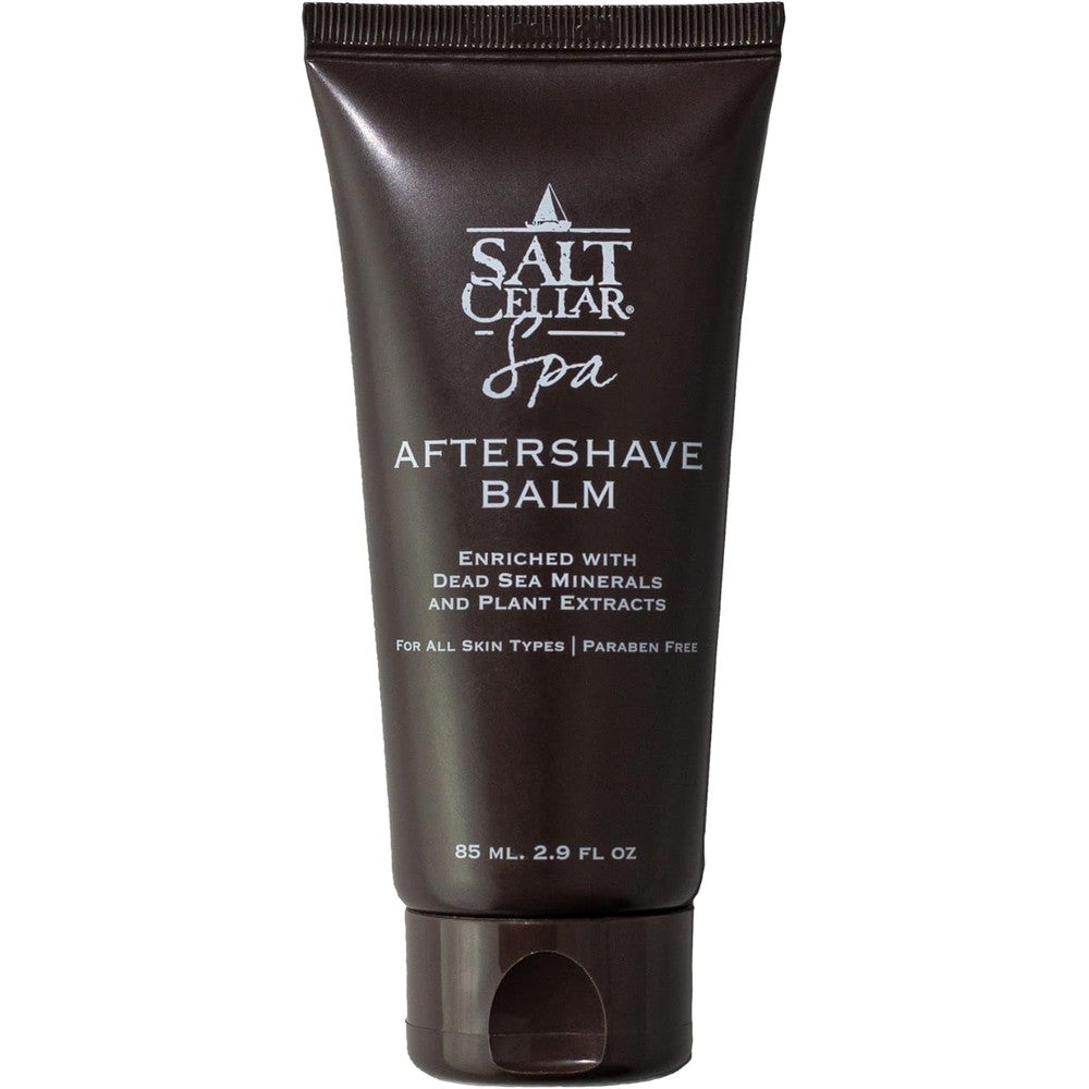 Salt Cellar Dead Sea Aftershave Balm front view of the premium 85ml tube packaging