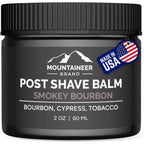 Mountaineer Brand Natural Post Shave Balm Smokey Bourbon front view jar