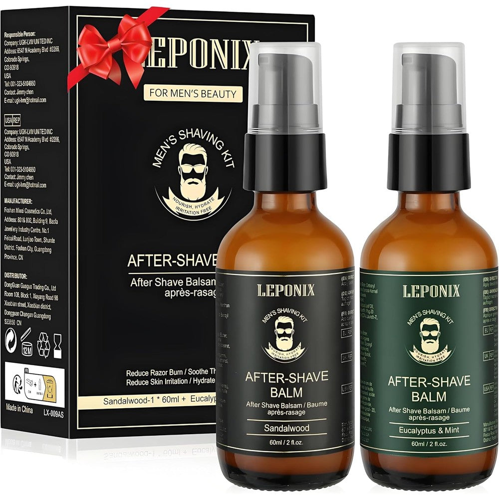 LEPONIX After Shave Balm for Men twin pack front view showing premium pump bottles.