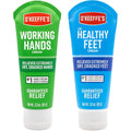 O'Keeffe's Working Hands and Healthy Feet combo pack front view showcasing two three ounce tubes for dry skin relief.