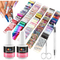 Ebanku 80 Pcs Nail Art Foil Set with Glue Gel front view