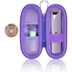 co2CREA hard travel case and replacement head front view showing lavender exterior for facial trimmer protection