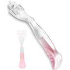 CLVJQ replacement razor handle compatible with Gillette Venus front view showing ergonomic pink grip