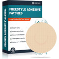 Ceeport Freestyle Adhesive Patches 30 pack box front view showing tan colored round sensor covers for continuous glucose monitors.