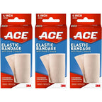 ACE Elastic Bandage with Hook Closure 4 inch pack of 3 front view for injury recovery.