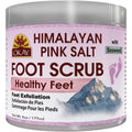 OKAY Himalayan Pink Salt with Seaweed Foot Scrub 6 Ounce front view jar for smooth feet.