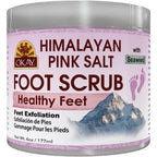 OKAY Himalayan Pink Salt with Seaweed Foot Scrub 6 Ounce front view jar for smooth feet.